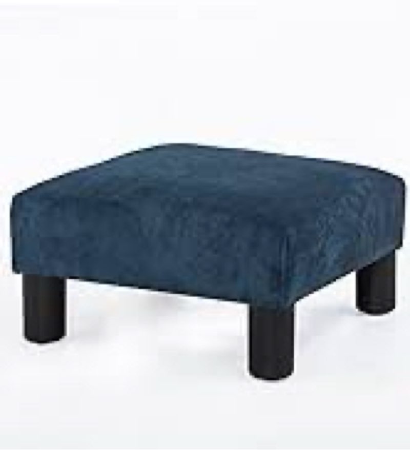 Joveco Small Foot Rest Stool Ottoman, 15\" Fabric Square Footstool Upholstered Footrest for Chair, Under Desk, Office, Living Room, blue