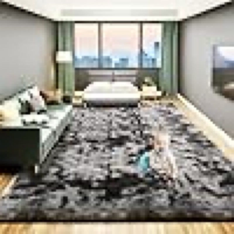 large 5.8x9 rugs for living room, luxury fluffy shag fuzzy plush soft modern area rugs, big thick soft nursery rug, anti-skid fluffy indoor carpet for kids room home decor, tie-dyed dark grey