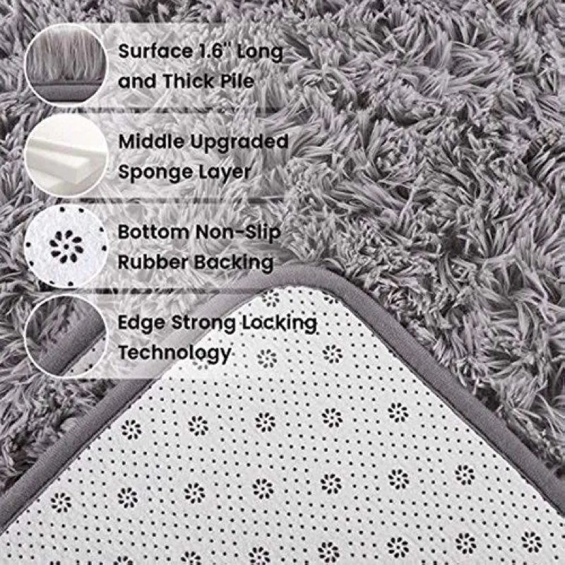 Ompaa Alfombra Mullida, Alfombras De Área Gris Difusa Súper