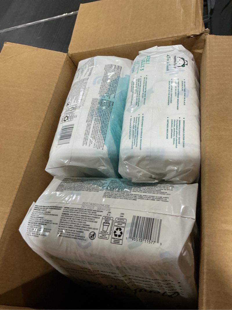 Condition photo showing Good Condition for amazon brand - mama bear gentle touch baby diapers, size 3, 168 count (4 packs of 42), leakproof, keeps baby dry, skin safe, formulated without fragrance with wetness indicator size 3 (168 count) (only 3 packs)