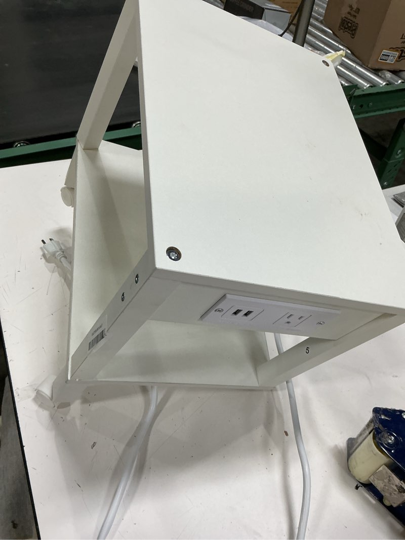 Condition photo showing As Is for ( incomplete ) hoobro 2-tier printer stand with charging station, under desk printer table, printer cart with storage shelves, shelf for small spaces, for home office, white wt38ups01 15\"l x 11\"w x 12.5\"h white