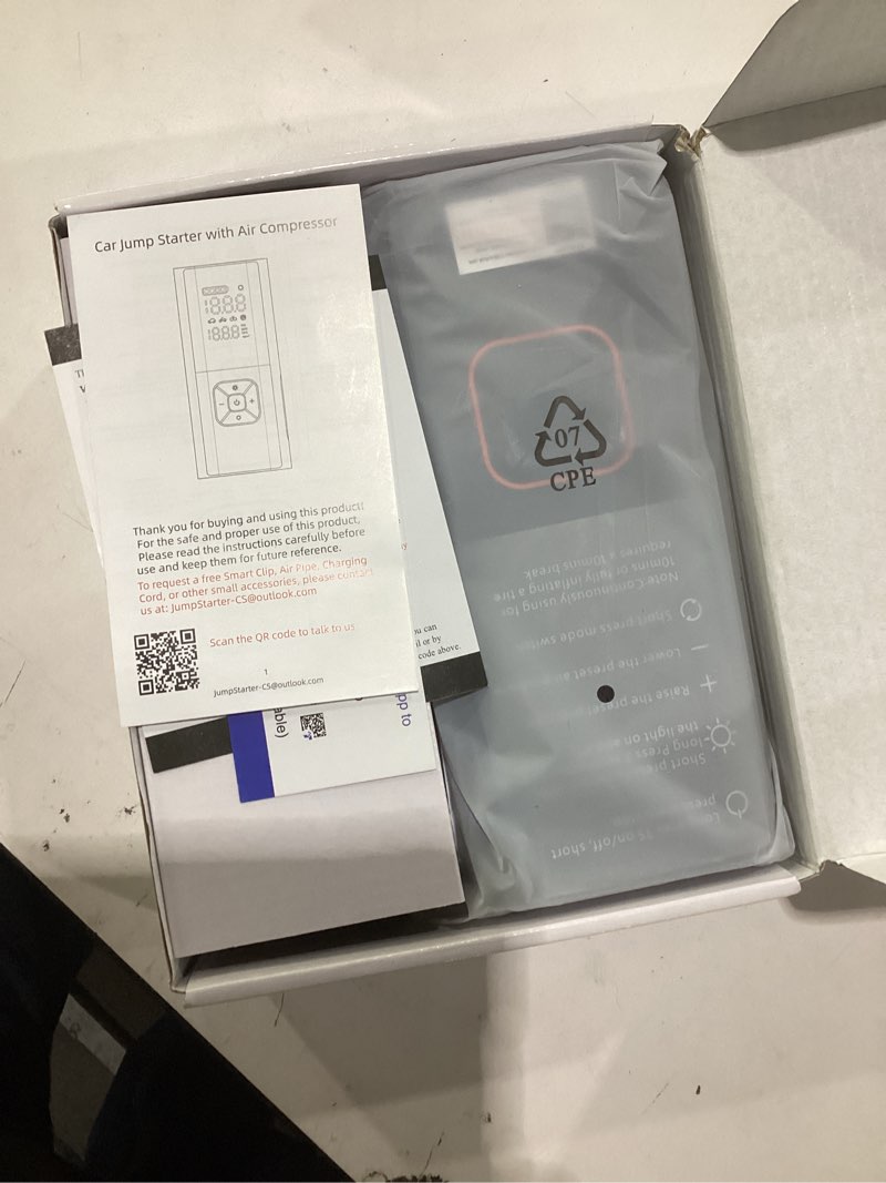 Condition photo showing New/Like New for Jump Starter with Air Compressor, 5000A Battery Jumper Starter Portable (9L Gas/8L Diesel) with 160PSI Auto-Shutoff Tire Inflator, 12V Jump Box Car Battery Jump Starter with Jumper Cables, LED Light Matte Black