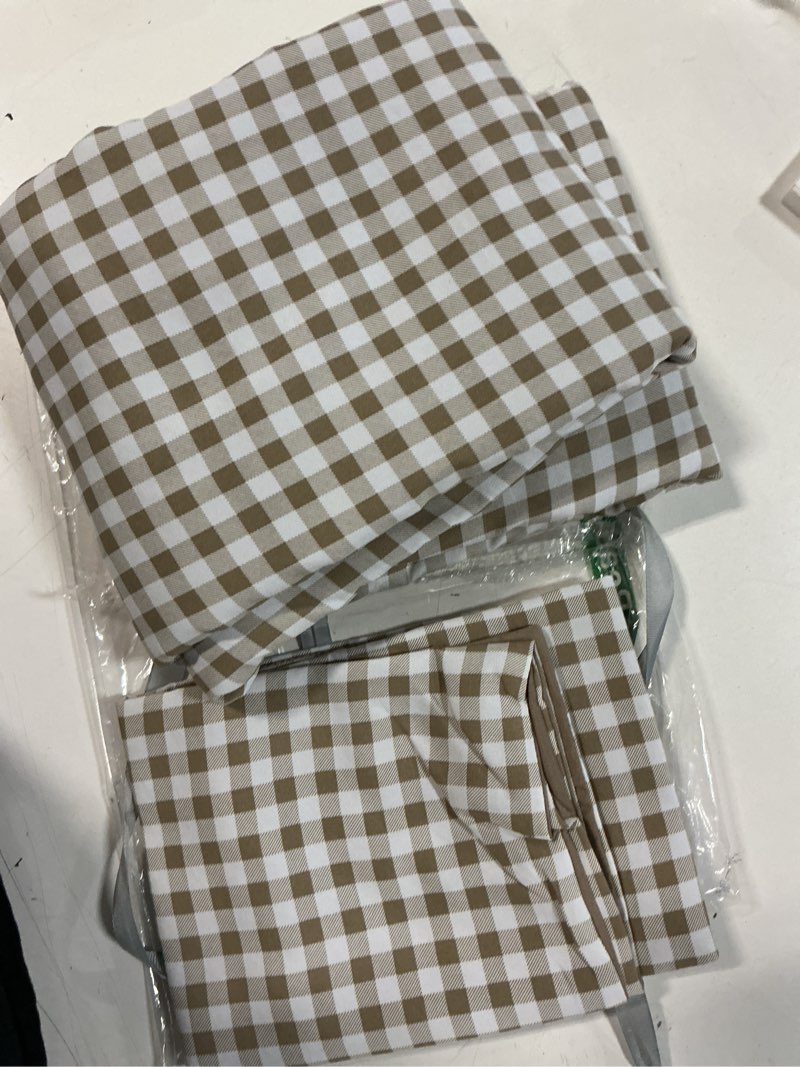 Condition photo showing New/Like New for nsnlgsgc queen gingham grid duvet cover set tan- washed microfiber plaid comforter cover set brown soft & lightweight breathable clean bedding set(3pcs, queen) brown grid queen(90"*90")