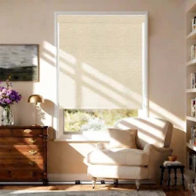 allesin zen no drill no tools blackout roller shades for windows, (beige 36 x 72), renter-friendly, 