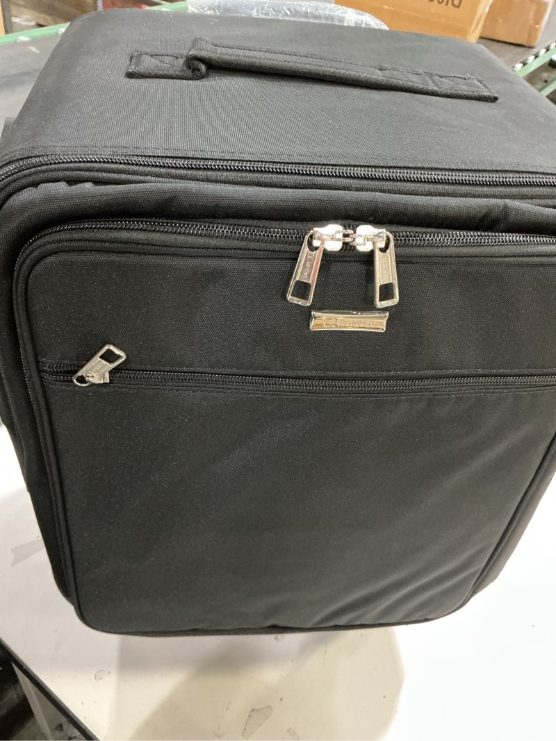 Condition photo showing Good Condition for Relavel Rolling Makeup Case Professional Makeup Train Case,Makeup Artist Travel Bag with Wheels,8-in-1 Portable Travel Beauty Trolley Case for Cosmetology Storage(Black) Black with 4 Mini Bags