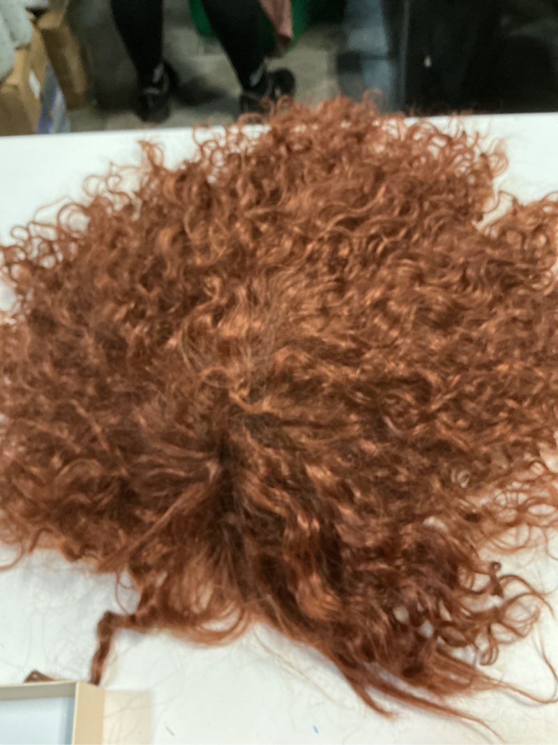 Condition photo showing Good Condition for GORGIUS Shaggy Haircuts Curly Wig with Bangs Ginger Brown Wigs Crafted with Style-Archive Technology: Premium Fiber & Remy Human Hair Blended, Realistic Look with True Scalp Trending Ginger Brown | with True Scalp