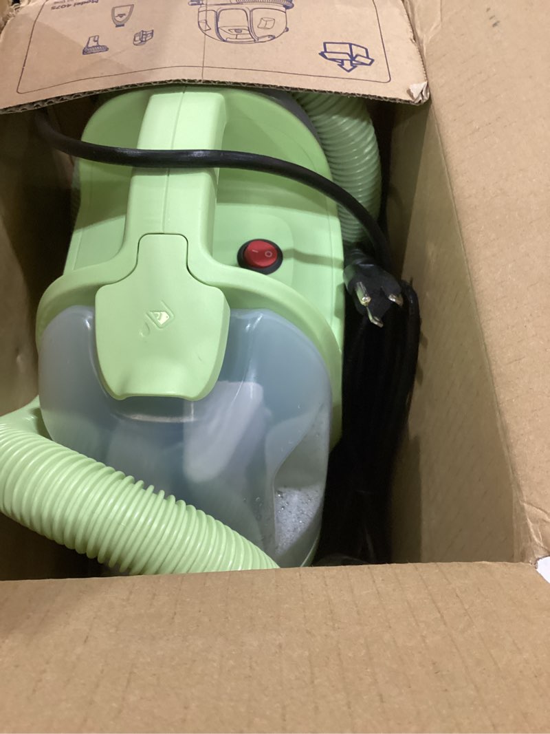 Condition photo showing As Is for BISSELL® Little Green® Mini Portable Carpet and Upholstery Deep Cleaner with Tough Stain Tool  HydroRinse Tool  and 8 oz Little Green Formula  4075