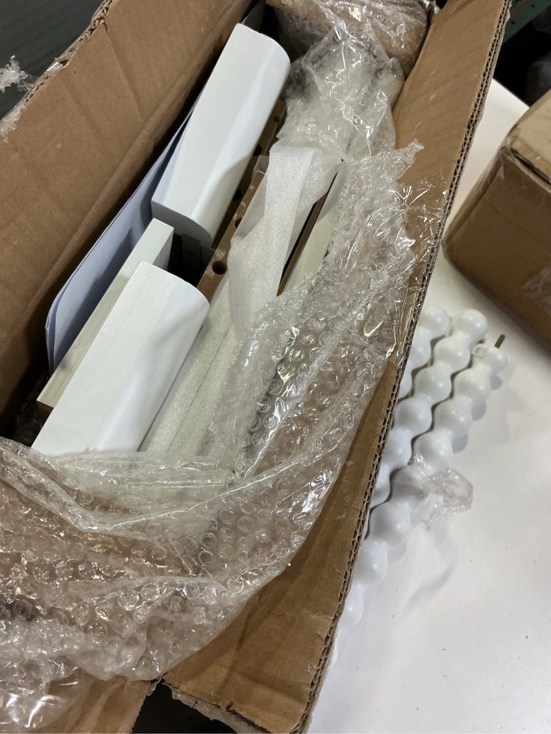 Condition photo showing As Is for awasen white nightstand, small side table with drawer for living room, farmhouse end bedside table with spindle wood legs for bedroom, office, white