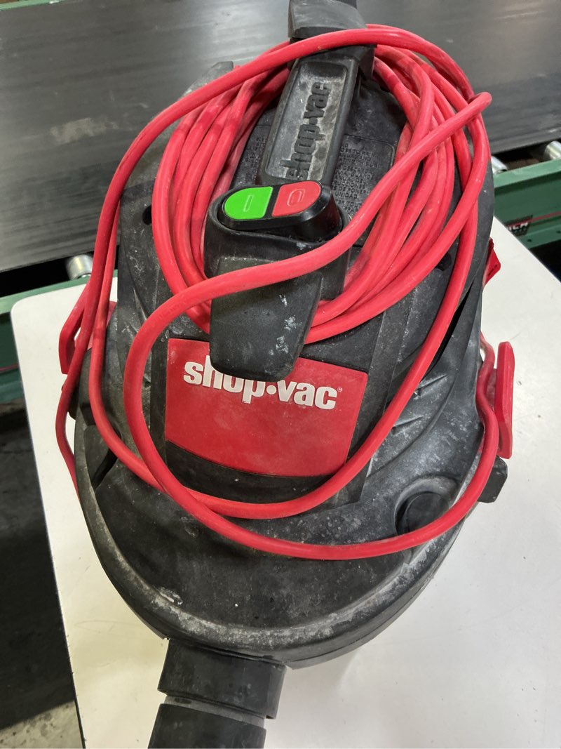 Condition photo showing As Is for shop-vac 4-gallon 6 hp corded wet/dry shop vacuum with accessories included
