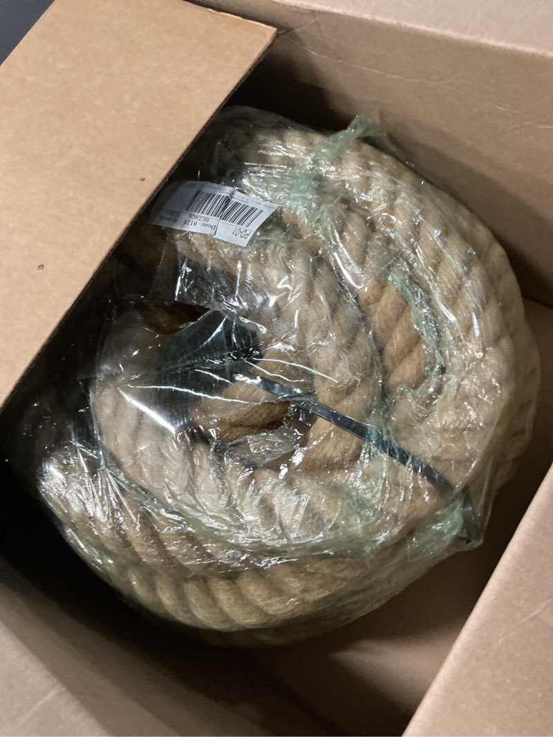 Condition photo showing Good Condition for natural jute rope (2 inch x 50 feet) thick hemp rope twisted manila for deck railings, swing bed, tug of war, docks, nautical, decorating