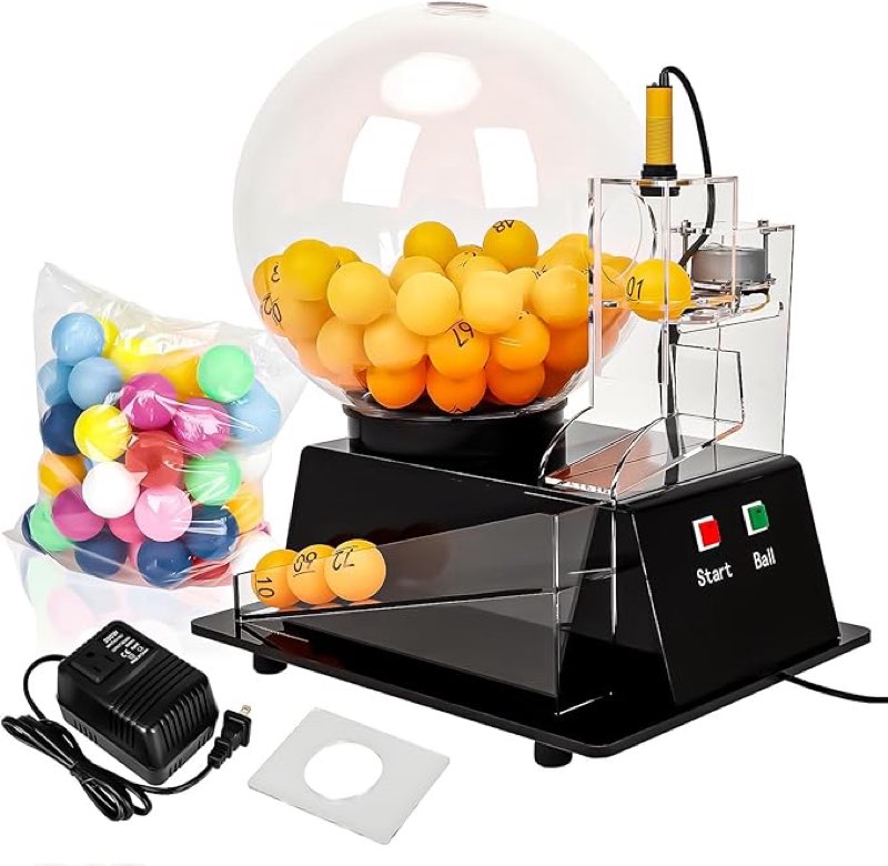 electric lottery ball machine, automatic bingo balls cage machine fantasy football drafts game acrylic lucky drawing machine