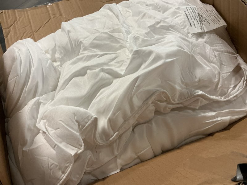 Condition photo showing As Is for utopia bedding king comforter duvet insert, quilted white comforter with corner tabs, box stitched down alternative comforters king size 90 x 102 inches king white