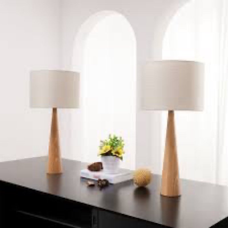 Manveen 20" Natural Solid Wood Table Lamp