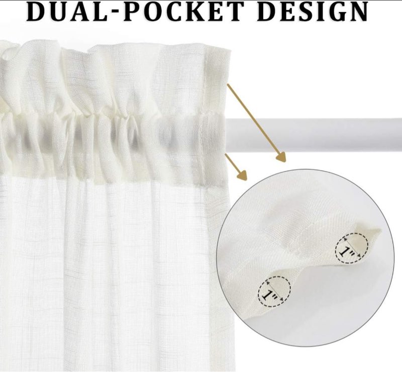 MIULEE French Door Curtain Set of 2 with Bonus Tiebacks Casual Window Covering Sheer Drapes Ivory for Balcony 25 Inches Wide by 72 Inches Long 25\"W x 72\"L (Pack of 2) Ivory