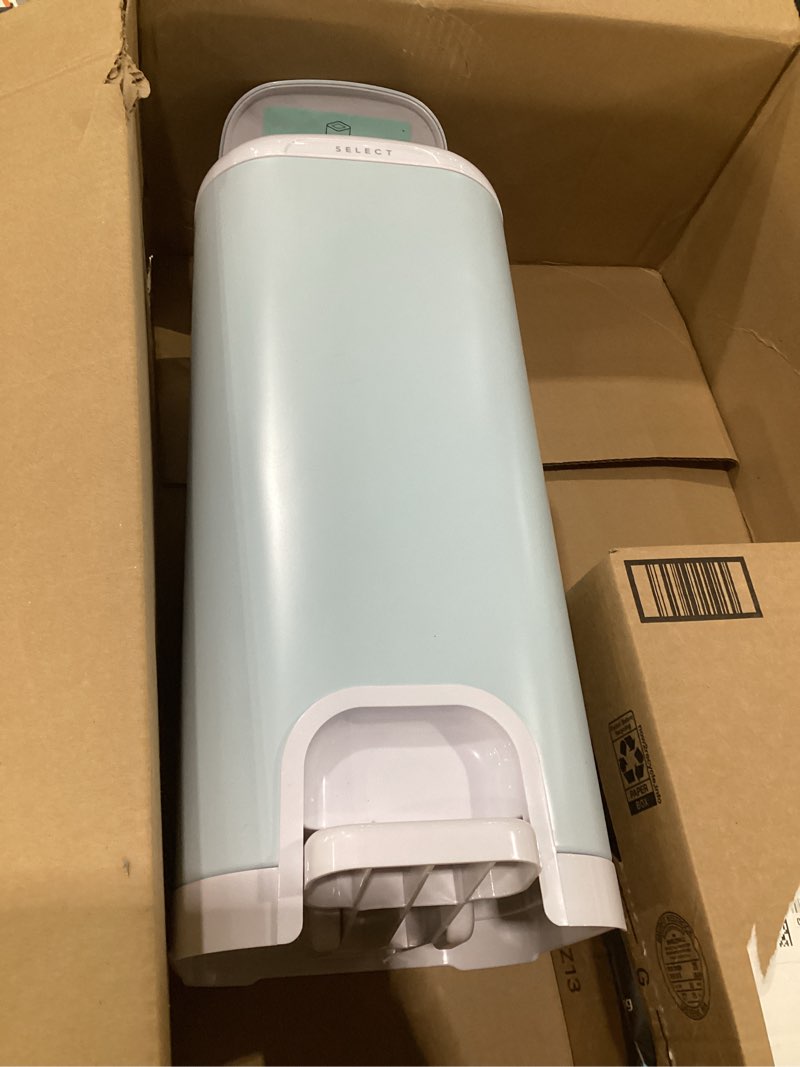 Condition photo showing As Is for Diaper Genie Platinum Pail (Glacial Blue) is Made in Durable Stainless Steel and Includes 1 Easy Roll Refill with 18 Bags That can Last up to 5 Months., NOT TESTED