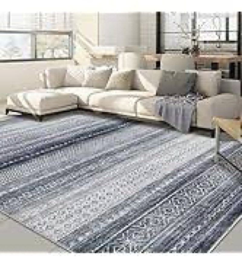 Nakagishi Area Rug Living Room Rugs: 7x9 Machine Washable Boho Large Neutral Farmhouse Stain Resista