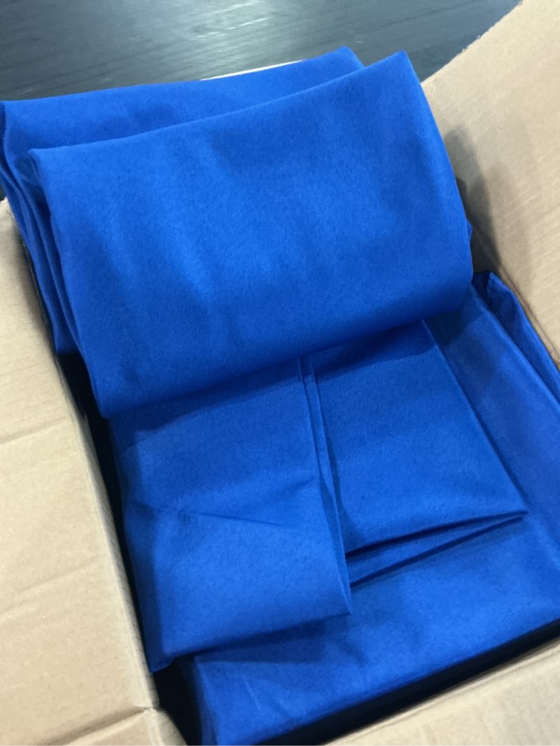Condition photo showing New/Like New for 10-pack royal blue round tablecloths, 70 inches, stain-resistant polyester for 3-4 ft round tables - washable table covers for weddings, banquets, birthday parties, events royal blue 70 in, 10 pack