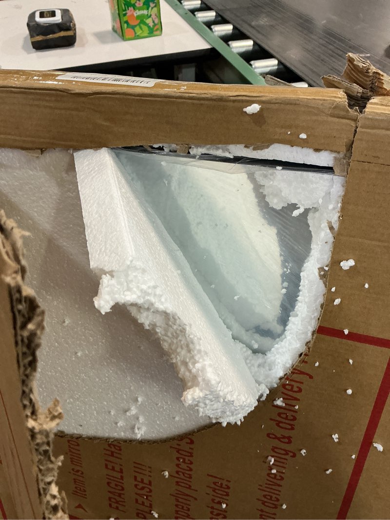 Condition photo showing Good Condition for Furnbar Black Bathroom Mirror 40x32 Inch, Rectangle Mirror with Metal Deep Frame, Wall Mirrors for O