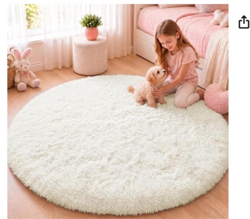 olanly ivory round rugs for bedroom - machine washable, 5x5 feet circle area rugs for living room, s