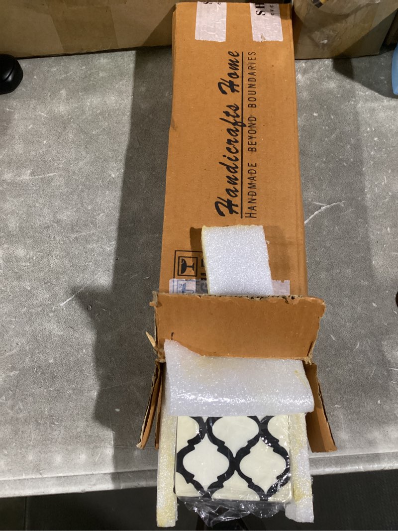 Condition photo showing Good Condition for handicrafts home decorative remote holder box 10x2.5 – slim organizer box with lid for tv remotes, coffee table décor, modern shelf box, boho home décor accent, black and white decorative storage box mumtaz-b&w 10x2.5x1.5 inch