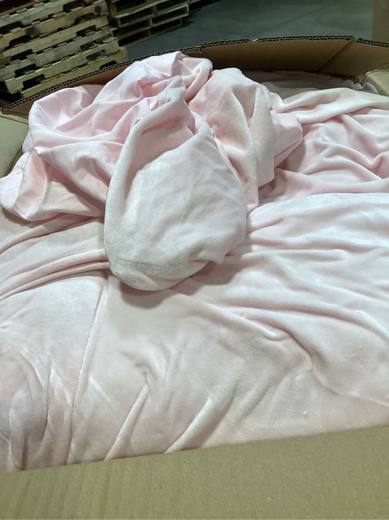 Condition photo showing As Is for juicy couture marshmallow pink velour twin/twin xl comforter set - 2 piece luxury bedding ensemble marshmallow pink twin/twin xl