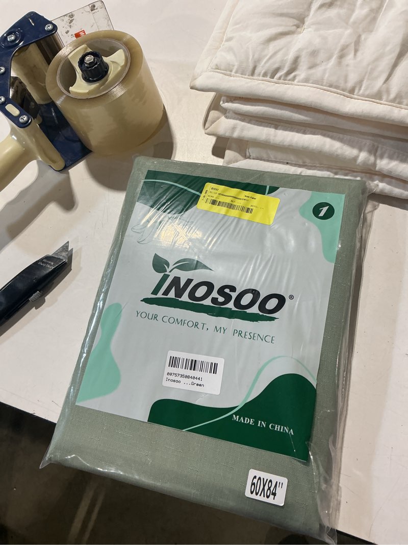Condition photo showing Good Condition for inosoo faux linen textured tablecloth - 60 x 84 inch wipeable, waterproof & stain-resistant linen - look cloth table cover, white