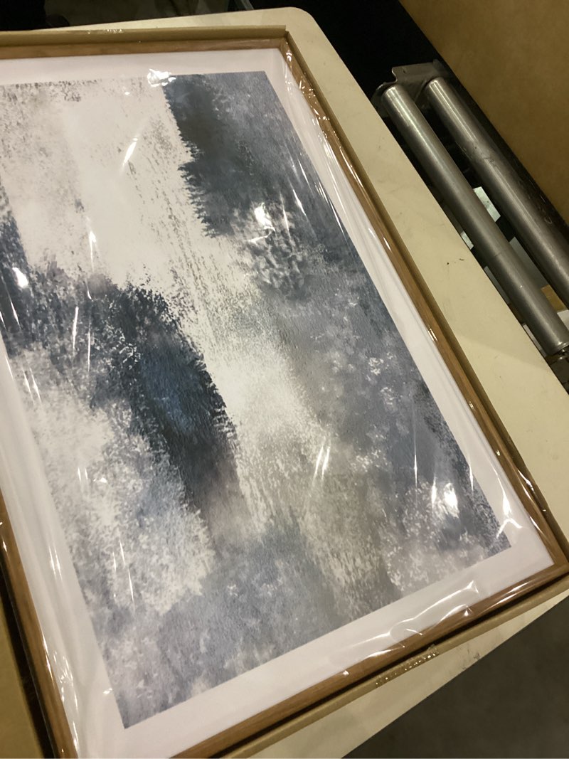 Condition photo showing Good Condition for HOURIA Abstract Navy Blue Gray Framed Canvas Wall Art Set,Neutral White Brush Stroke Wall Decor,Minimalist Color Block Shapes Artwork,Modern Pastel Prints for Living Room,Bedroom,Farmhouse- 16"x24"x3 Navy Blue Grey Wall Art 24L" x 16W"