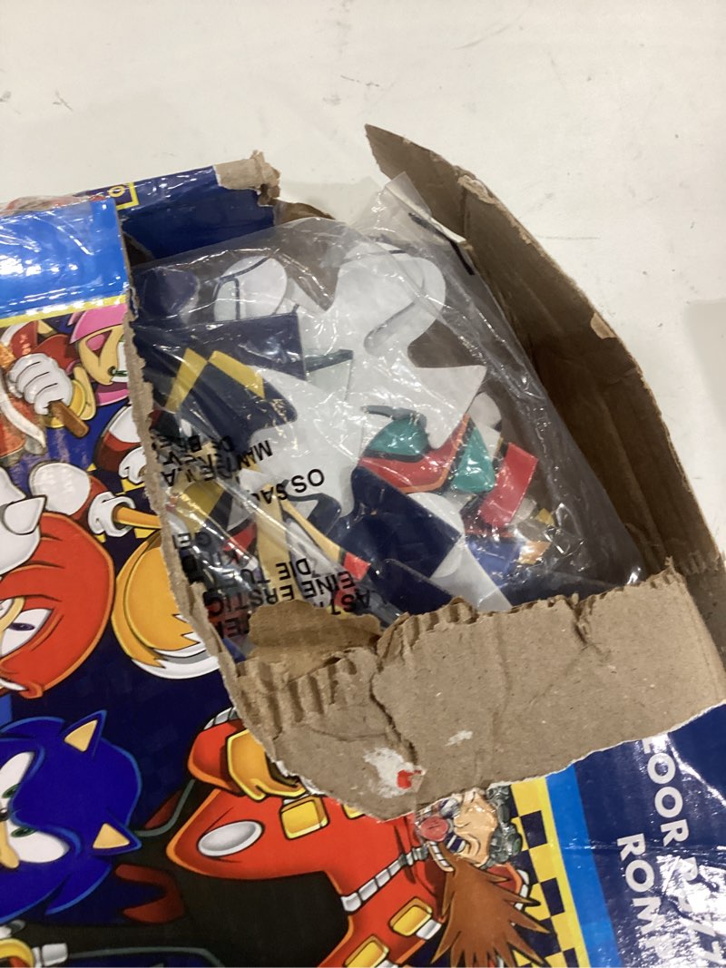 Condition photo showing New/Like New for sonic the hedgehog floor puzzle for kids set - bundle of 72 piece sonic floor puzzle, stickers, tattoos, more | sonic jigsaw puzzles for kids ages 5+
