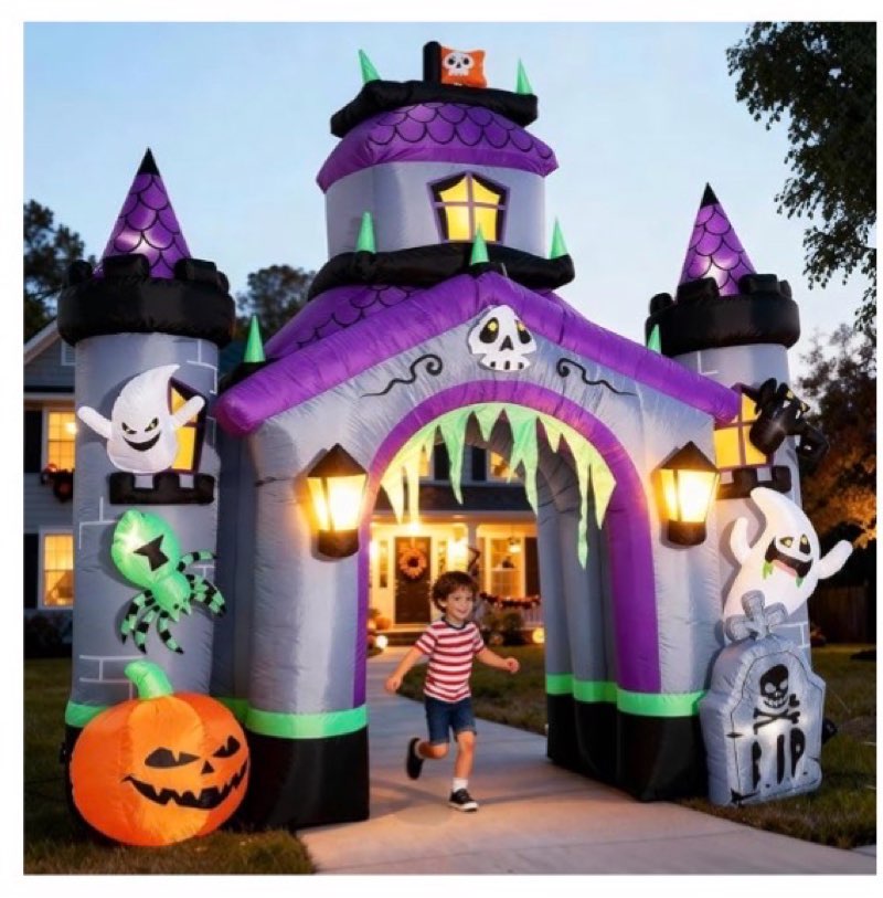 ZPISF Halloween Inflatables 12 FT Haunted House Castle Archway Outdoor Decorations, Large Halloween 