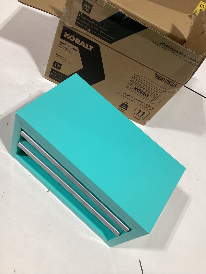 Condition photo showing Good Condition for kobalt portable mini toolbox 10.83-in w x 5.91-in h x 5.91-in d 2 -drawer teal steel tool box