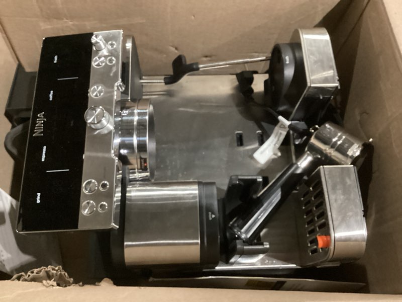 Condition photo showing As Is for Ninja Luxe Café 3-in-1 Espresso, Drip Coffee and Cold Brew Machine | Integrated Coffee Grinder, Milk Frother, Assisted Tamper & Built-In Espresso Accessory Storage | Stainless Steel | ES601 Luxe Cafe Stainless Steel