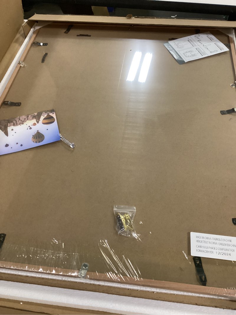 Condition photo showing New/Like New for 22 x 28 poster frame, usa-sourced natural cherry wood picture frame with tempered glass, handcrafted rounded corner 22x28 wooden frame matted to 18x24 photos, horizontal or vertical wall mounting 22x28, 1p usa-sourced cherry wood