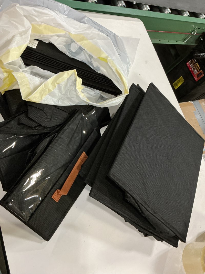 Condition photo showing Good Condition for DIMJ Closet Organizers and Storage - Foldable Storage Bins with Drawers Fabric Stackable Storage Drawers with Clear Window,Fabric Clothes Organizers and Storage Drawers for Closet, 6-Pack, Black Large - 6 Pack Black