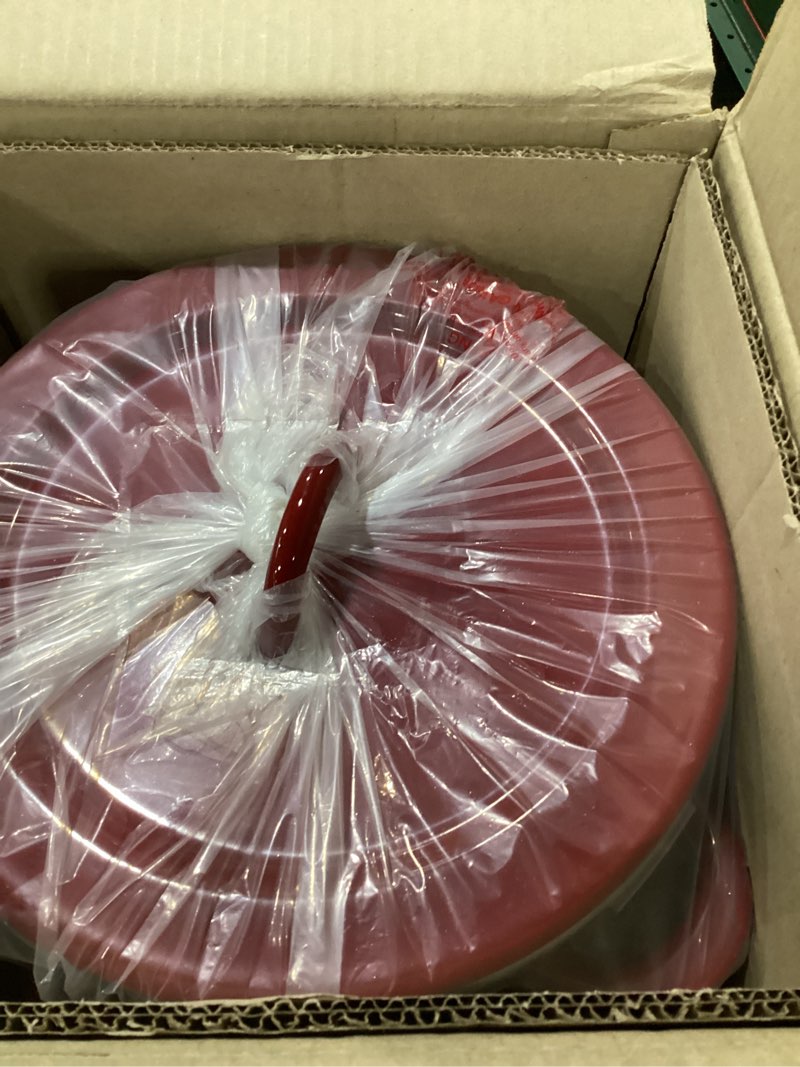 Condition photo showing New/Like New for Rachael Ray Create Delicious Stock Pot/Stockpot with Lid - 12 Quart, Red Red Shimmer