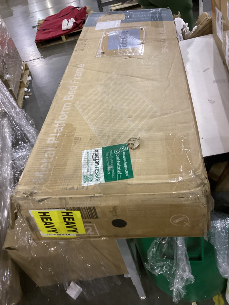 Condition photo showing As Is for Sweetcrispy Full Bed Frame - 14 Inch Metal Platform Bed Frames for with Storage Space Under Base, Sturdy Steel Slat Support, No Box Spring Needed