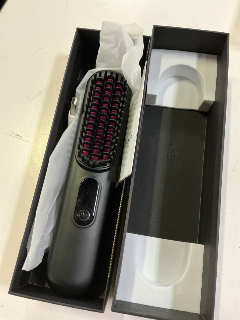 Condition photo showing Good Condition for go brush pro 2026, cordless hair straightener brush, mini hair straightener with 4 temperature settings, portable hair straightener brush with mch heating and ionic & ceramic care for women (black)