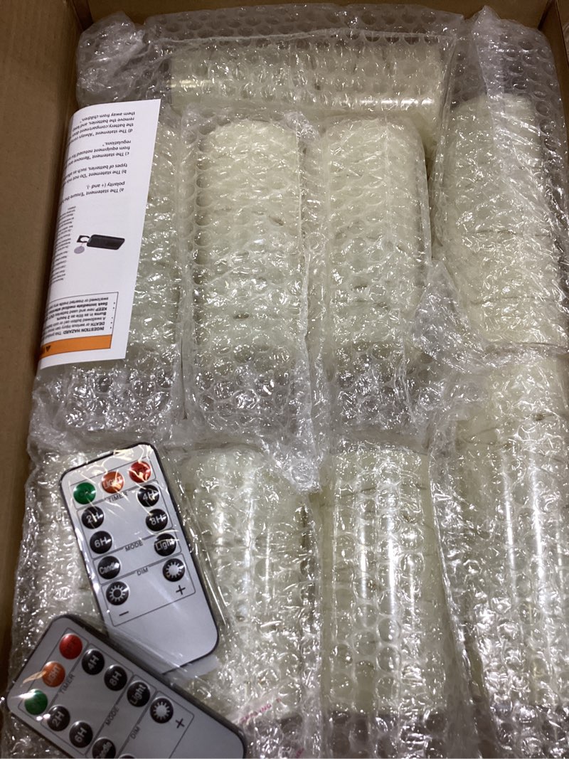 Condition photo showing New/Like New for Flickering Flameless LED Candles,Battery Operated Candles 9 Pcs with Embedded Star String,Acrylic LED Pillar Candles with Remote,Suitable for Home Decoration to Create an Atmosphere (Ivory)