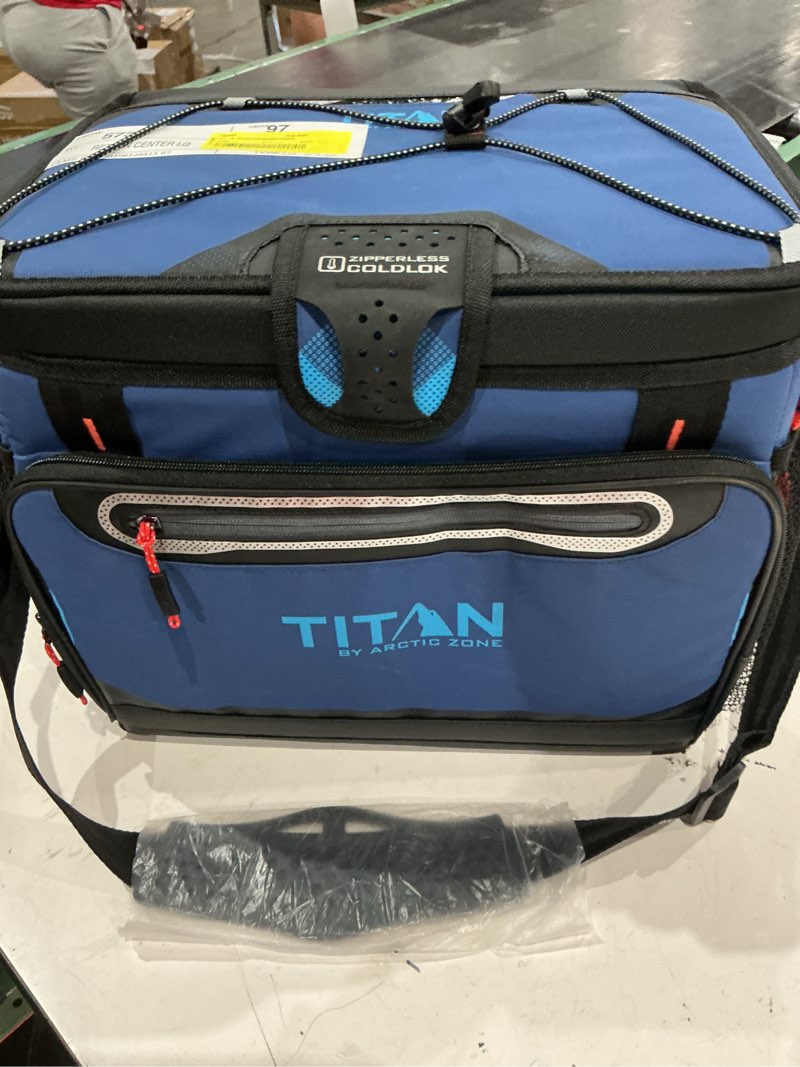 titan by arctic zone 30 can, 20 quart zipperless soft cooler, ocean blue