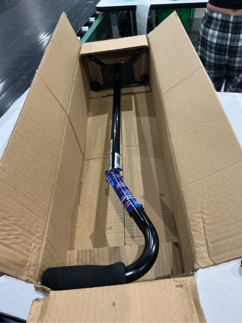 Condition photo showing As Is for medline aluminum quad cane with small base for balance, knee injuries, leg surgery recovery & mobility, portable, lightweight walking aid for seniors & adults