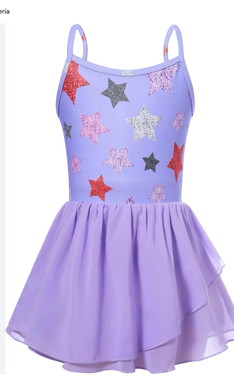 Taubow Ballet Leotard for Girls Size 7-8 Size 8 Purple Star Gymnastics Leotards with Skirt