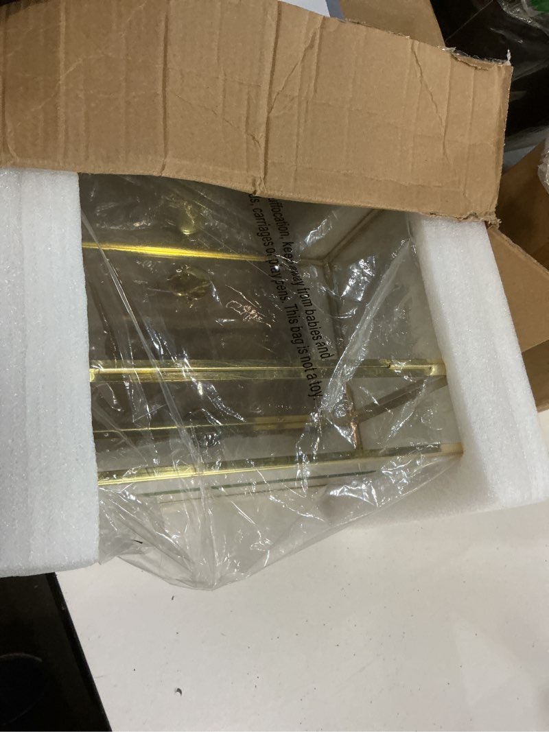 Condition photo showing Good Condition for glass wedding card box with slot and lock, large clear card box gold brass gift card storage box with lock for wedding receptions, baby shower, birthday party, bridal shower e-rectangle card box