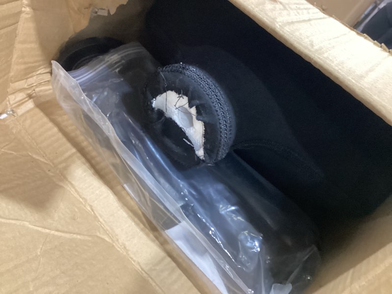 Condition photo showing As Is for serenelife female torso mannequin display - sturdy and durable, adjustable dress form (52-64"), lightweight, easy-to-assemble, stable tripod stand, smooth surface for retail clothing display black