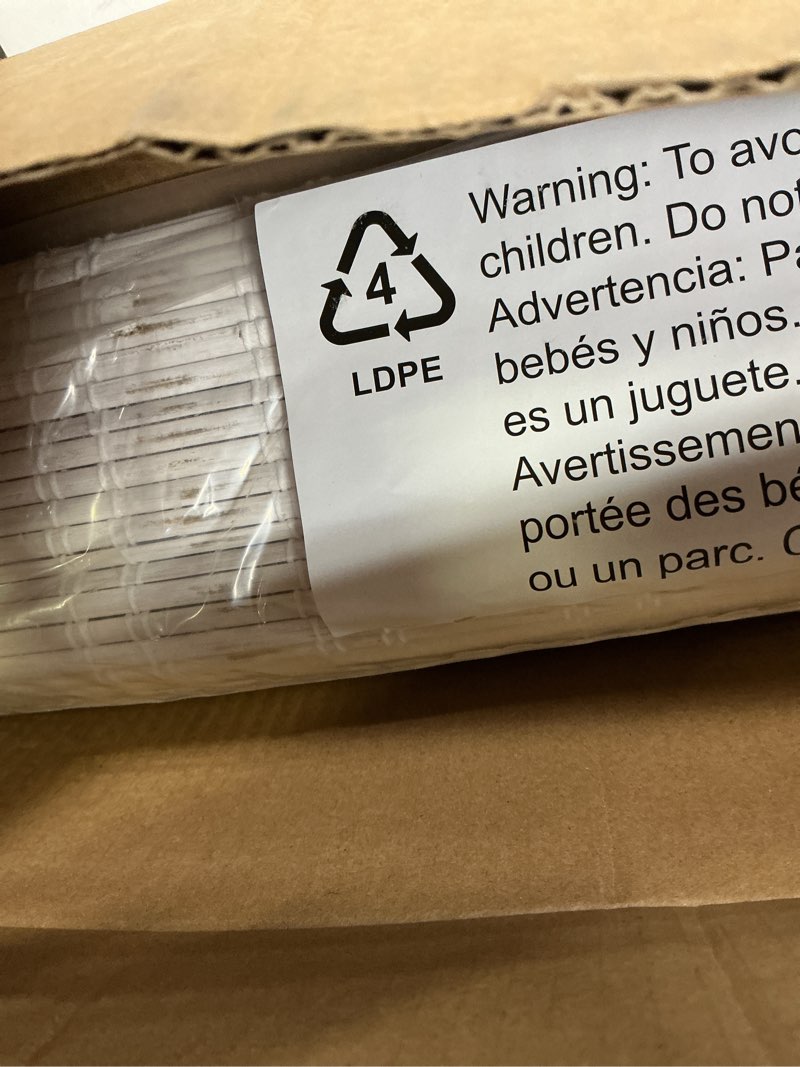 Condition photo showing New/Like New for LazBlinds No Tools No Drill Cordless Bamboo Roman Shades, Light Filtering Window Treatment, Roll Up Bamboo Blinds for Window 34'' W x 64'' H, Ceylon Vintage White Ceylon Vintage White 34'' W x 64'' H