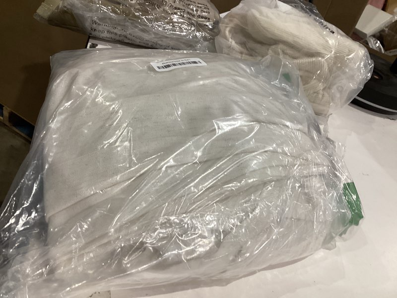 Condition photo showing As Is for Pinch Pleated Extra Wide Linen Curtains 84 Inches Long for Patio Sliding Glass Door Cream Ivory 72 Inch Wide Pleated Drapes with Hooks Rings Neutral Natural Semi Sheer 72x84 Curtain for Living Room Natural 72"W x 84"L (Pack of 1)