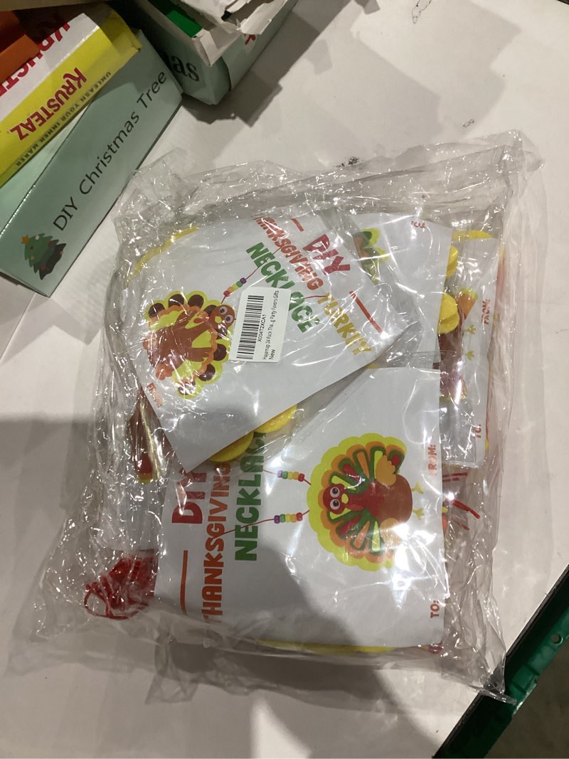 Condition photo showing New/Like New for Fall Thanksgiving Party Favors 24 Pack Thanksgiving Turkey Necklace Craft Kits for Kids Boys Girls, DIY Fall Thanksgiving Crafts for Classroom Prizes Family Activities Fall Thanksgiving Party Supplies Colorful-Style B