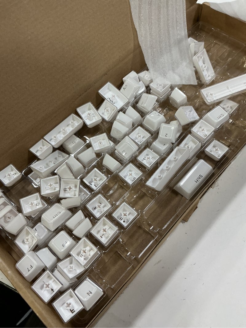 Condition photo showing As Is for Crystal Jelly Keycaps, White Custom Translucent Keycaps, 135 Keys OEM Profile Keycap Set, Cute Shine