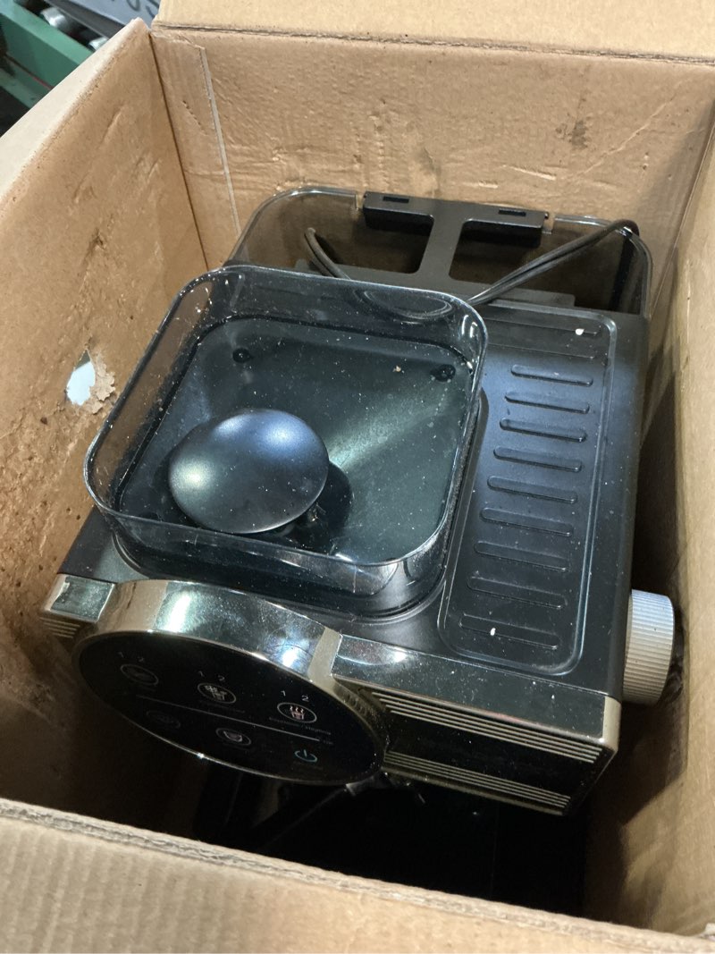 Condition photo showing As Is for spacekey espresso machine with grinder - 20 bar all-in-one coffee maker with milk steam wand/frother, cold brew, 30 grind settings, 60oz removable tank - home barista kit for lattes, cappuccinos