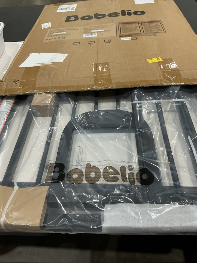 Condition photo showing Good Condition for babelio upgraded baby gate with cat door, 29-43" auto close durable dog gate for stairs, doorways and house, easy walk thru safety gate with pet door includes 4 wall cups, black black 29-43" wide, 30" tall