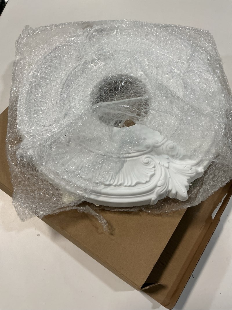 Condition photo showing New/Like New for 2 Pack White Home Lighting Ceiling Medallions Molded Plastic, 13" OD x 3-1/2"ID x 0.7" P 13"OD x 3-1/2"ID