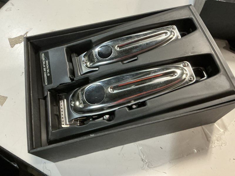 Condition photo showing As Is for suprent professional rechargeable hair clipper-hair clippers for men, cordless hair cutting kit with led display silver